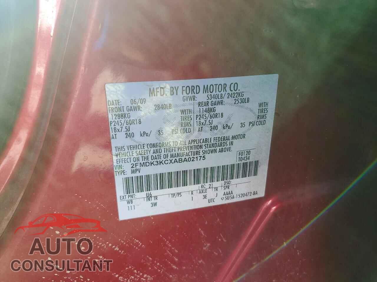 FORD EDGE 2010 - 2FMDK3KCXABA02175