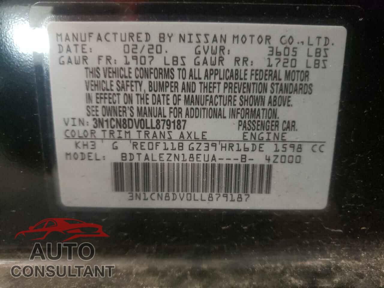 NISSAN VERSA 2020 - 3N1CN8DV0LL879187