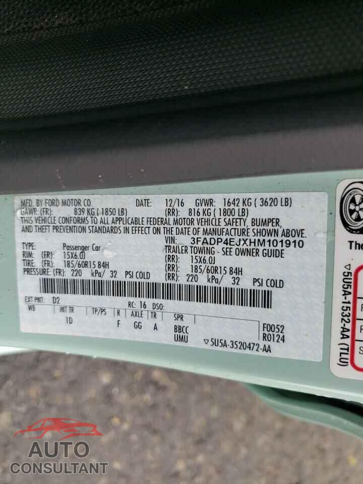 FORD FIESTA 2017 - 3FADP4EJXHM101910