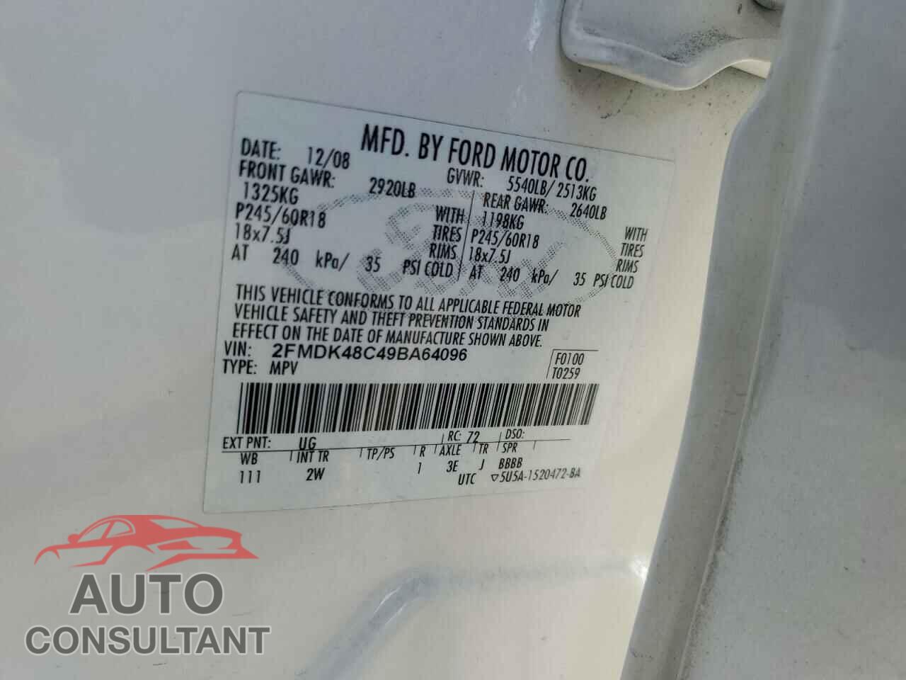 FORD EDGE 2009 - 2FMDK48C49BA64096
