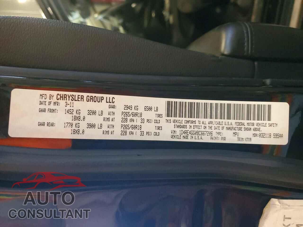 DODGE DURANGO 2011 - 1D4RE4GG0BC667206