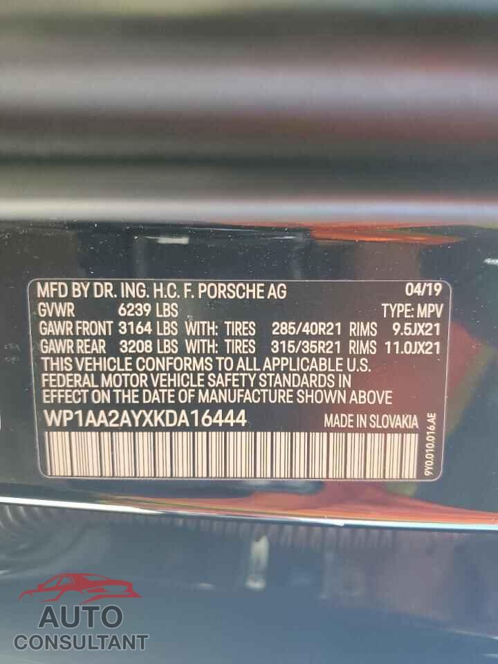 PORSCHE CAYENNE 2019 - WP1AA2AYXKDA16444