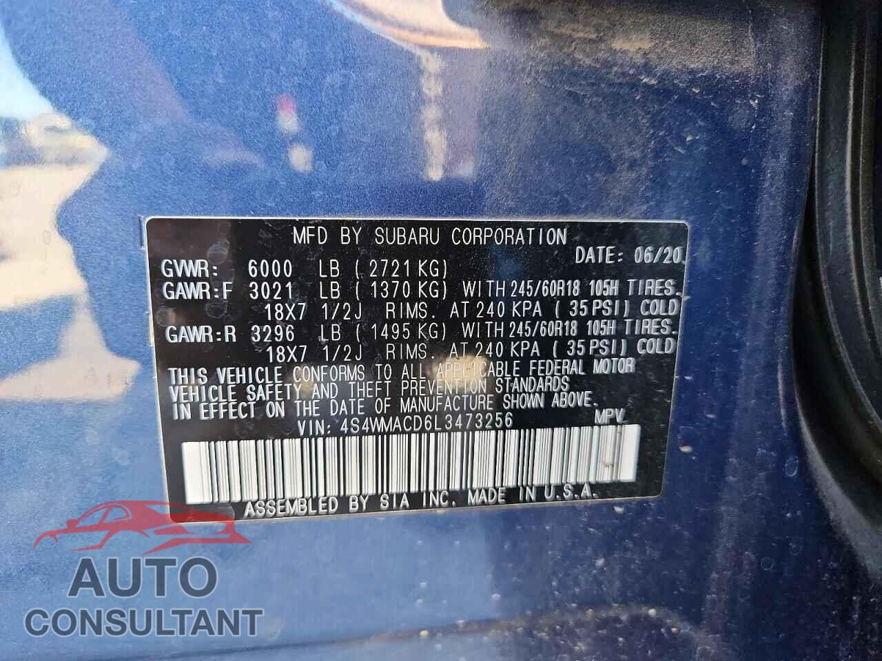 SUBARU ASCENT 2020 - 4S4WMACD6L3473256