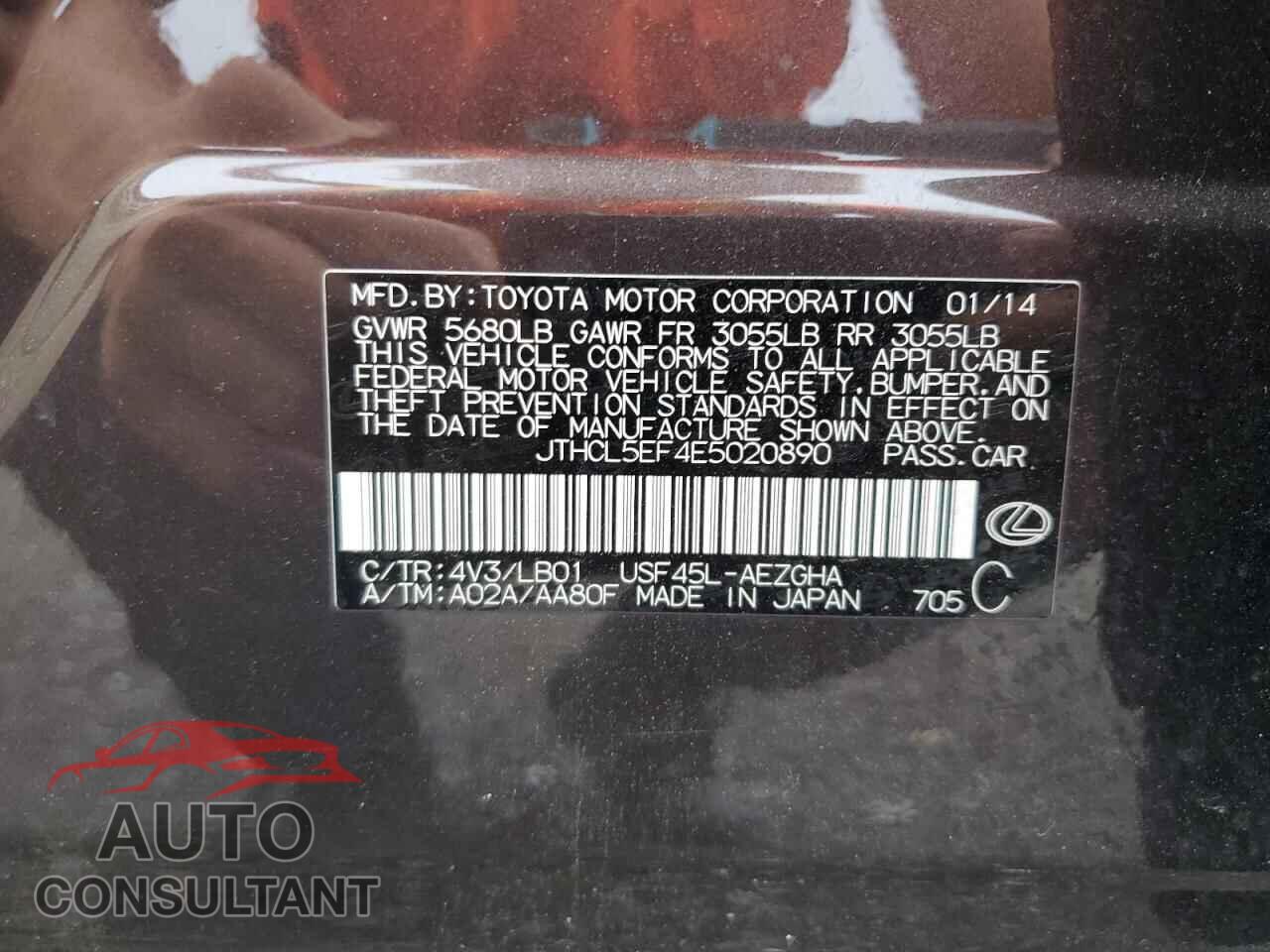 LEXUS LS460 2014 - JTHCL5EF4E5020890