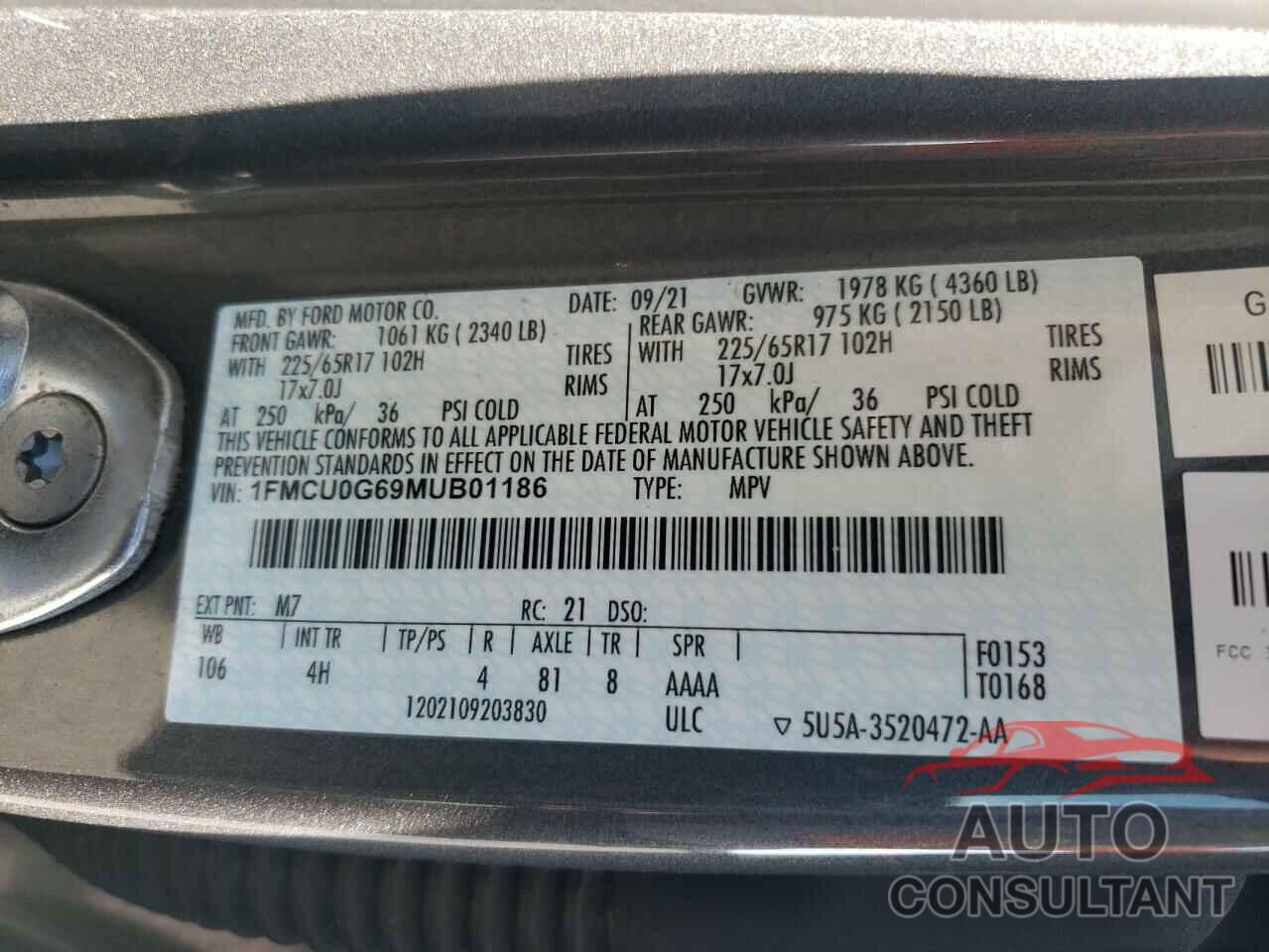 FORD ESCAPE 2021 - 1FMCU0G69MUB01186