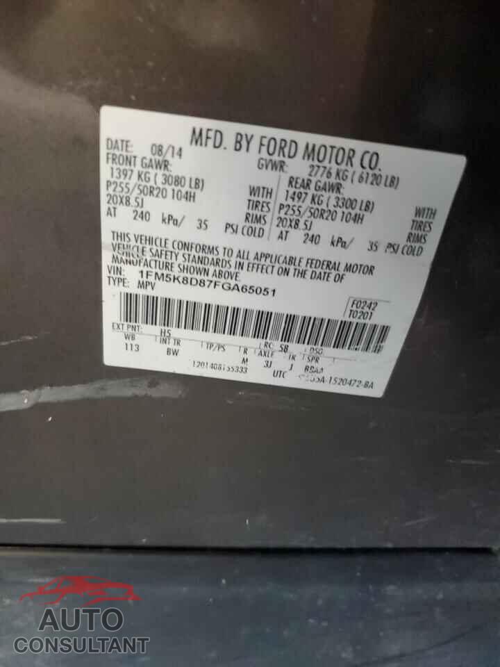 FORD EXPLORER 2015 - 1FM5K8D87FGA65051