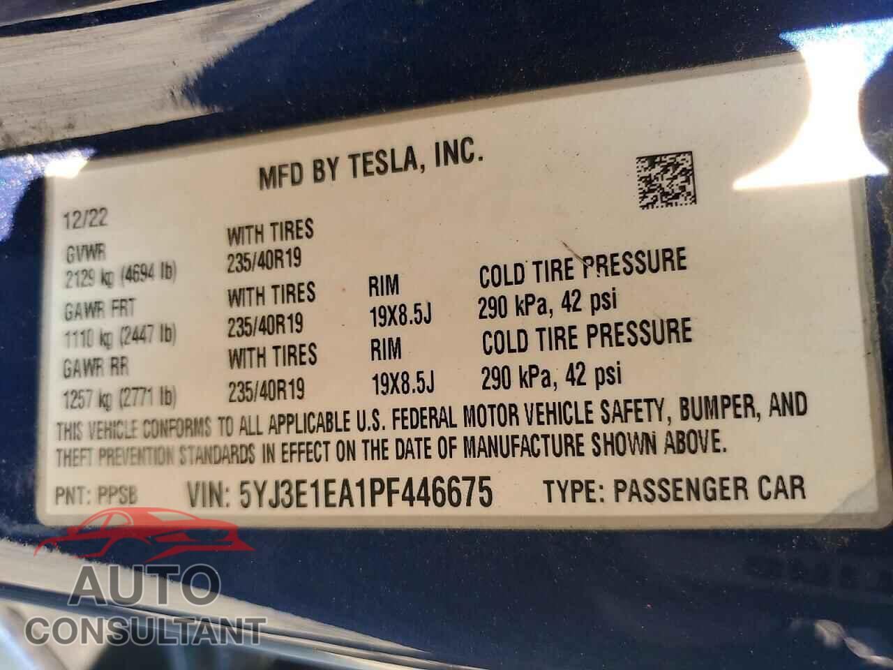 TESLA MODEL 3 2023 - 5YJ3E1EA1PF446675