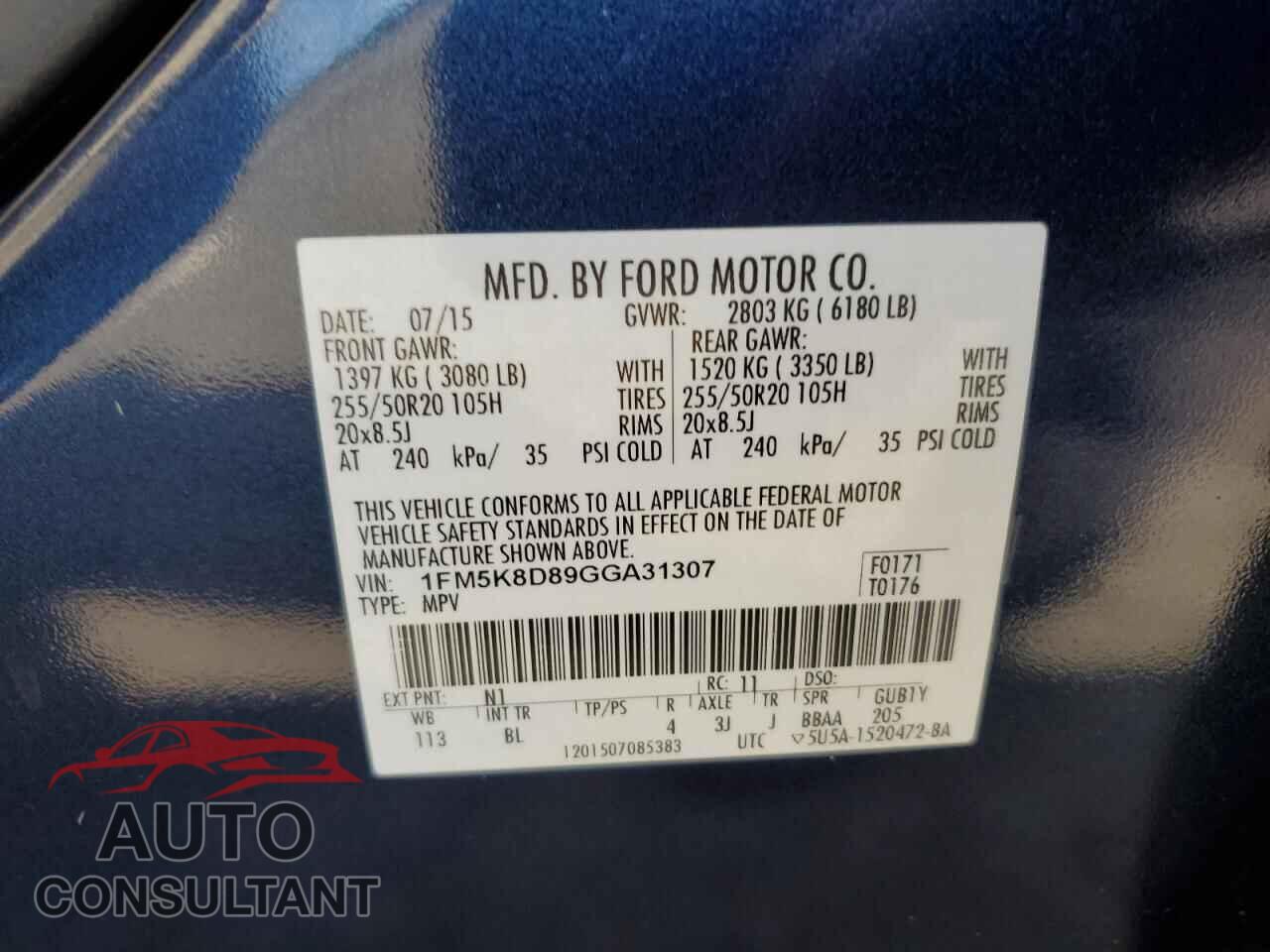 FORD EXPLORER 2016 - 1FM5K8D89GGA31307
