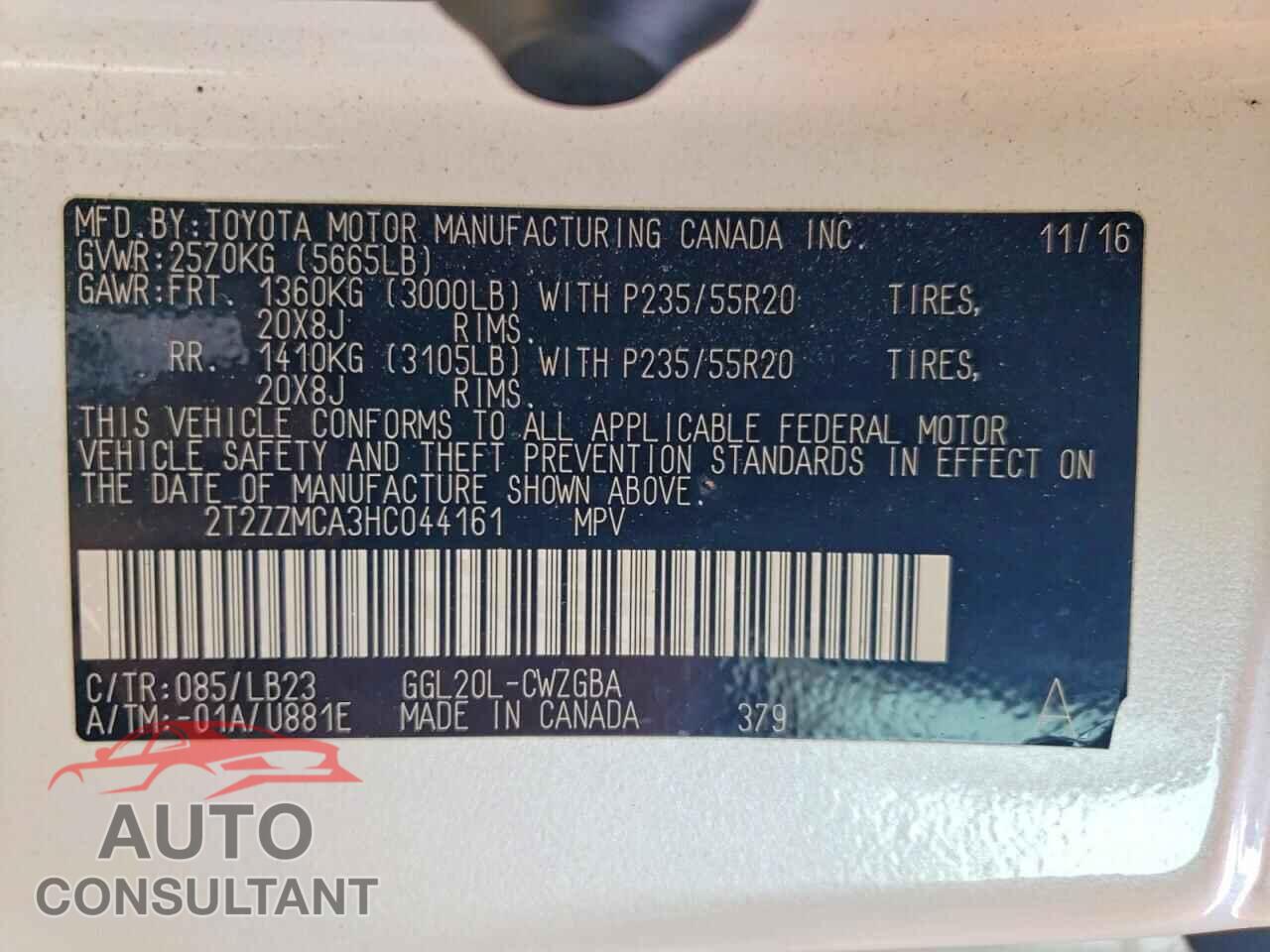 LEXUS RX350 2017 - 2T2ZZMCA3HC044161