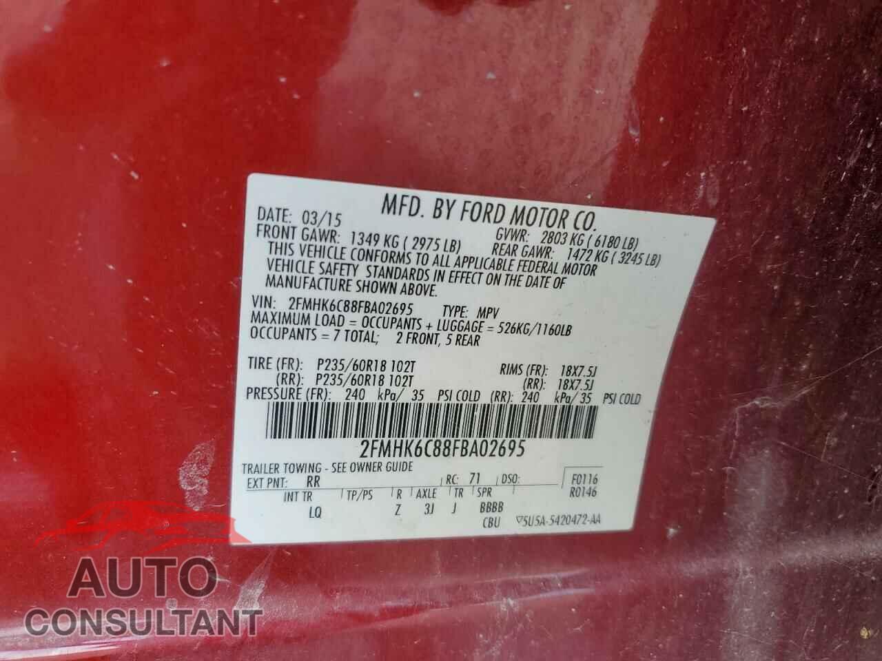 FORD FLEX 2015 - 2FMHK6C88FBA02695