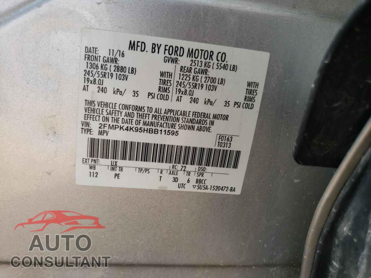 FORD EDGE 2017 - 2FMPK4K95HBB11595