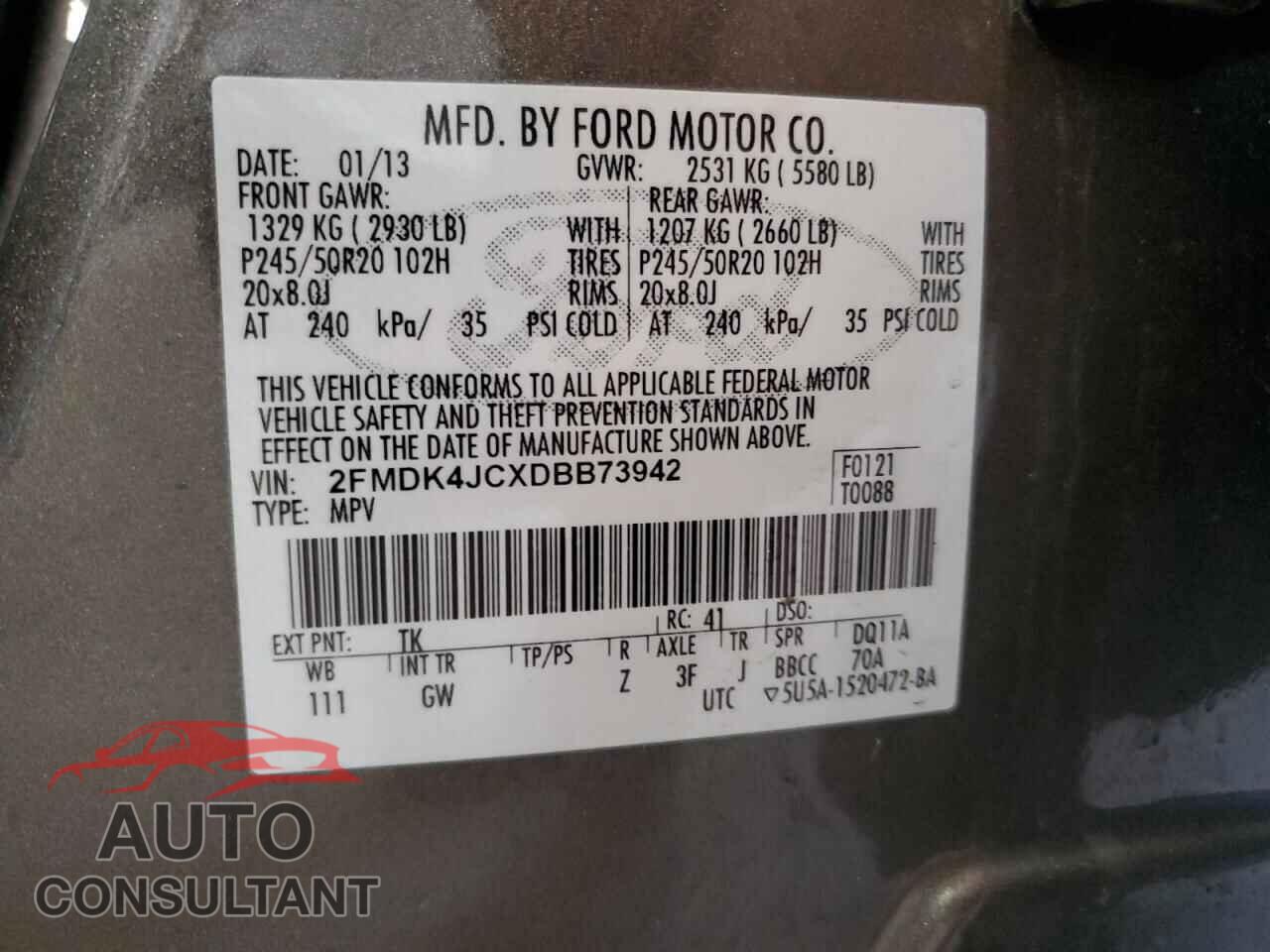 FORD EDGE 2013 - 2FMDK4JCXDBB73942
