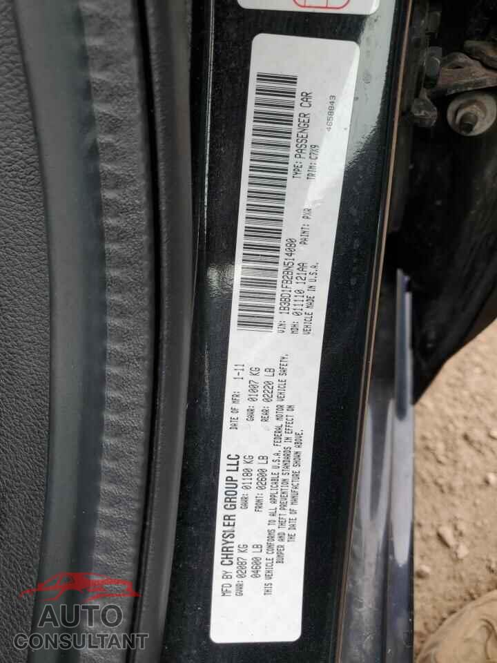 DODGE AVENGER 2011 - 1B3BD1FB2BN514080