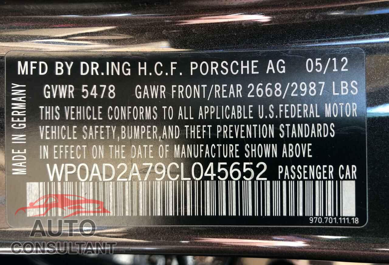 PORSCHE PANAMERA 2012 - WP0AD2A79CL045652