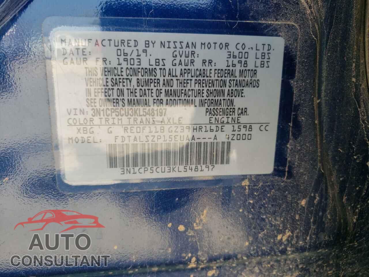 NISSAN KICKS 2019 - 3N1CP5CU3KL548197