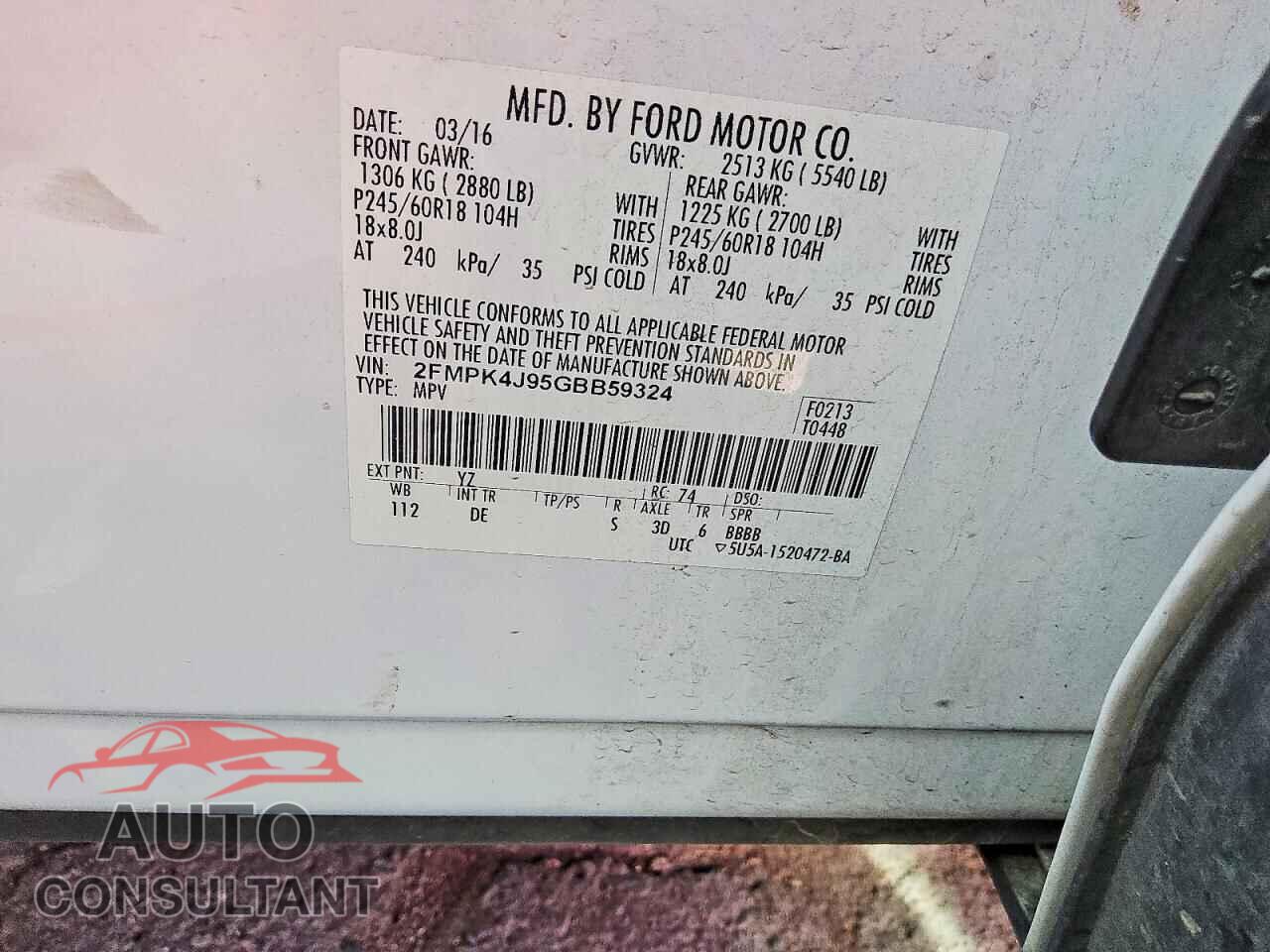 FORD EDGE 2016 - 2FMPK4J95GBB59324