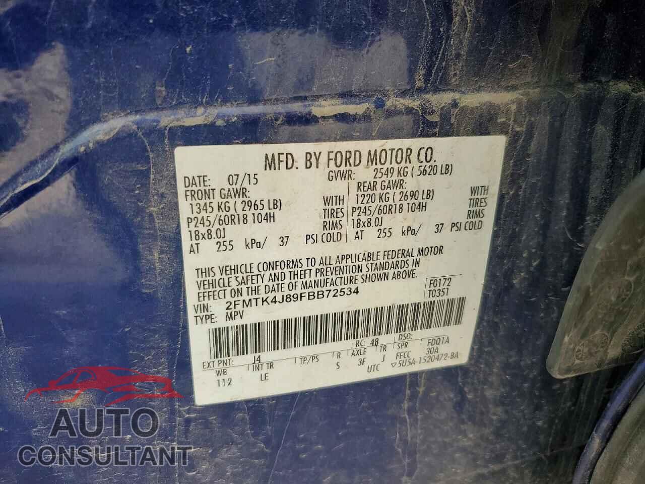 FORD EDGE 2015 - 2FMTK4J89FBB72534