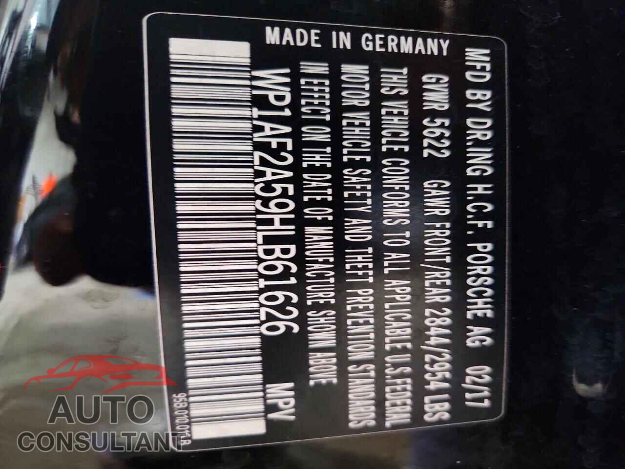 PORSCHE MACAN 2017 - WP1AF2A59HLB61626