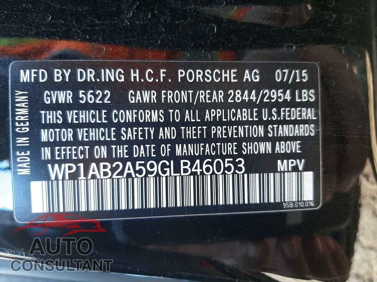 PORSCHE MACAN 2016 - WP1AB2A59GLB46053