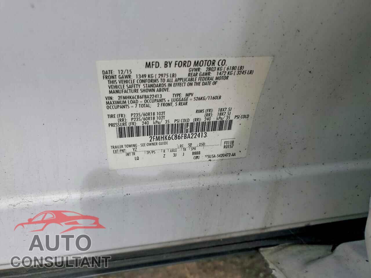 FORD FLEX 2015 - 2FMHK6C86FBA22413