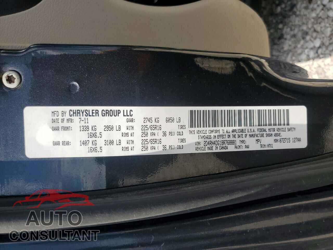DODGE CARAVAN 2011 - 2D4RN4DG1BR768881