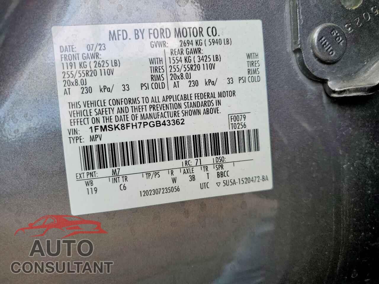 FORD EXPLORER 2023 - 1FMSK8FH7PGB43362