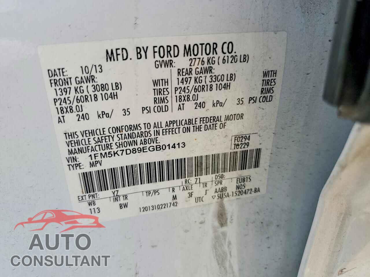 FORD EXPLORER 2014 - 1FM5K7D89EGB01413