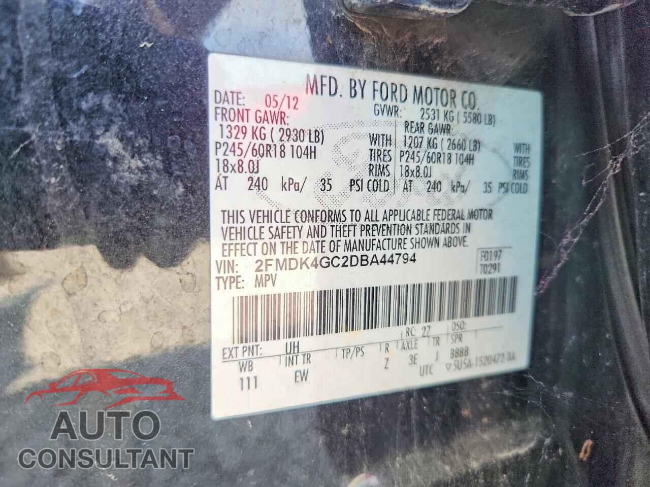 FORD EDGE 2013 - 2FMDK4GC2DBA44794