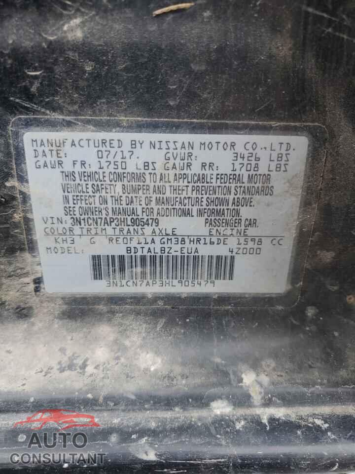 NISSAN VERSA 2017 - 3N1CN7AP3HL905479