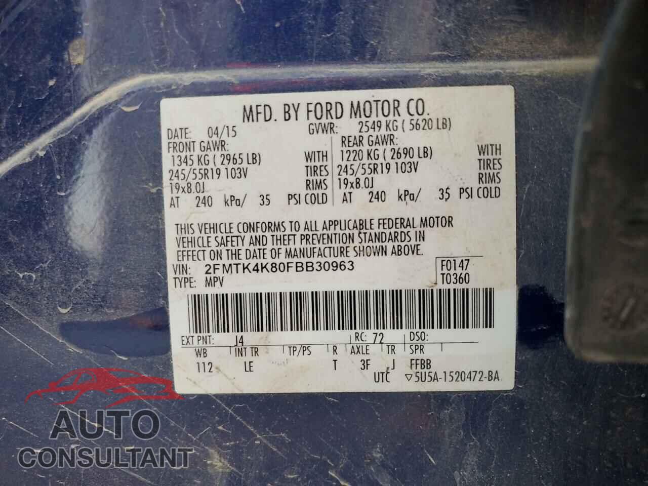 FORD EDGE 2015 - 2FMTK4K80FBB30963