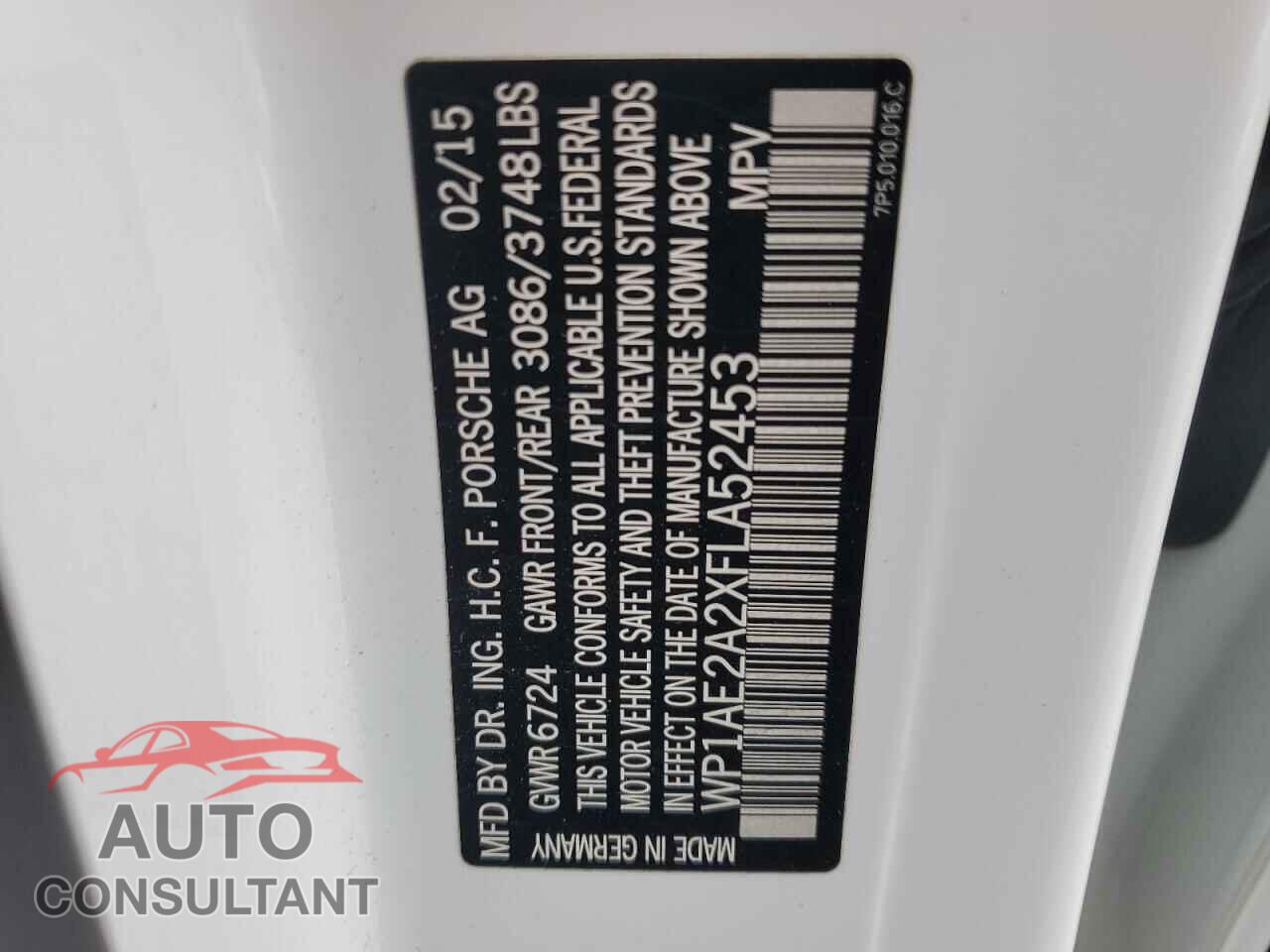 PORSCHE CAYENNE 2015 - WP1AE2A2XFLA52453