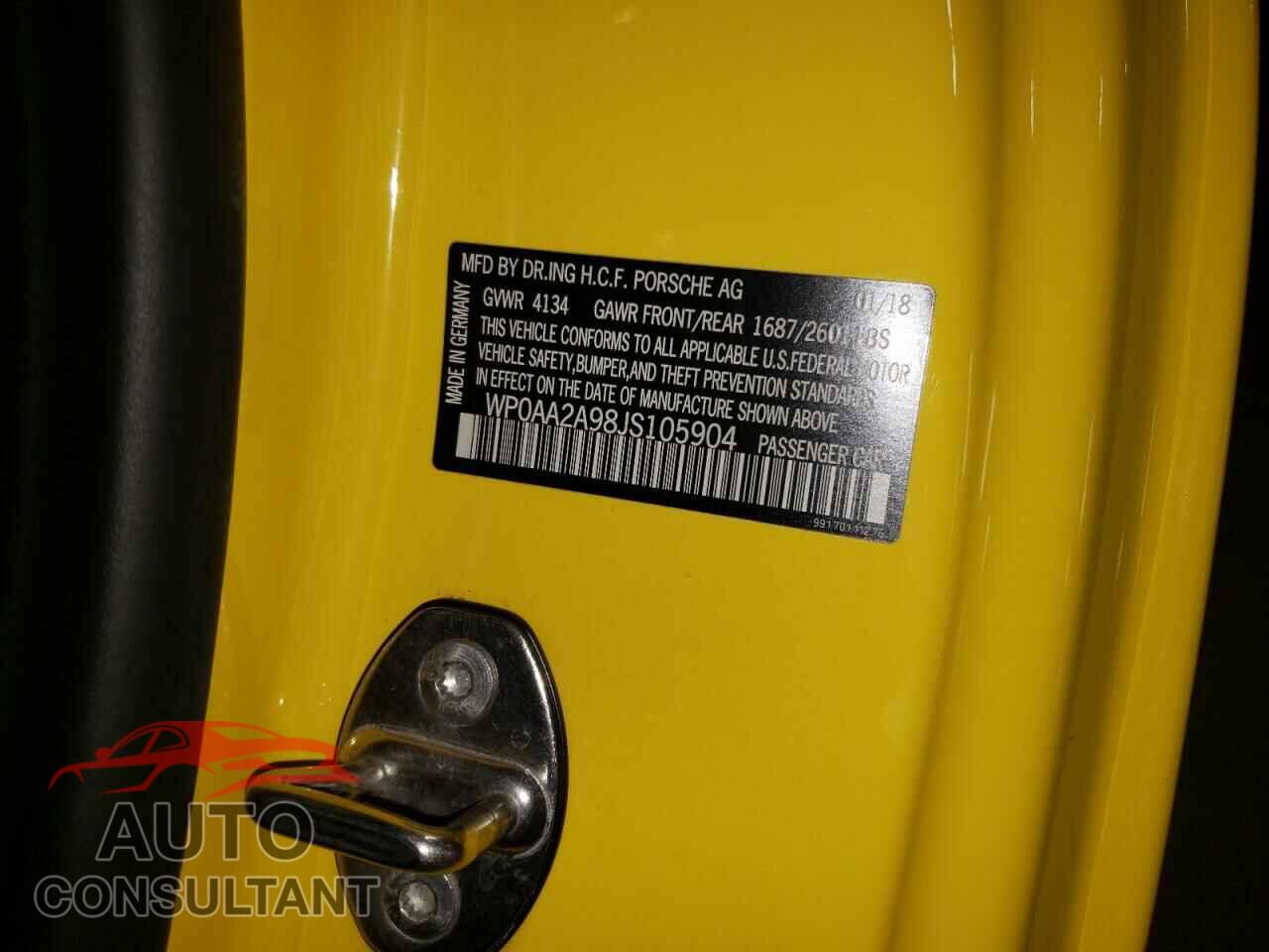 PORSCHE 911 2018 - WP0AA2A98JS105904