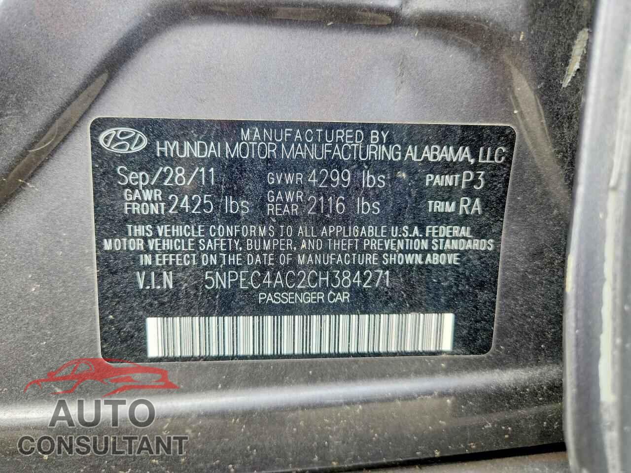 HYUNDAI SONATA 2012 - 5NPEC4AC2CH384271