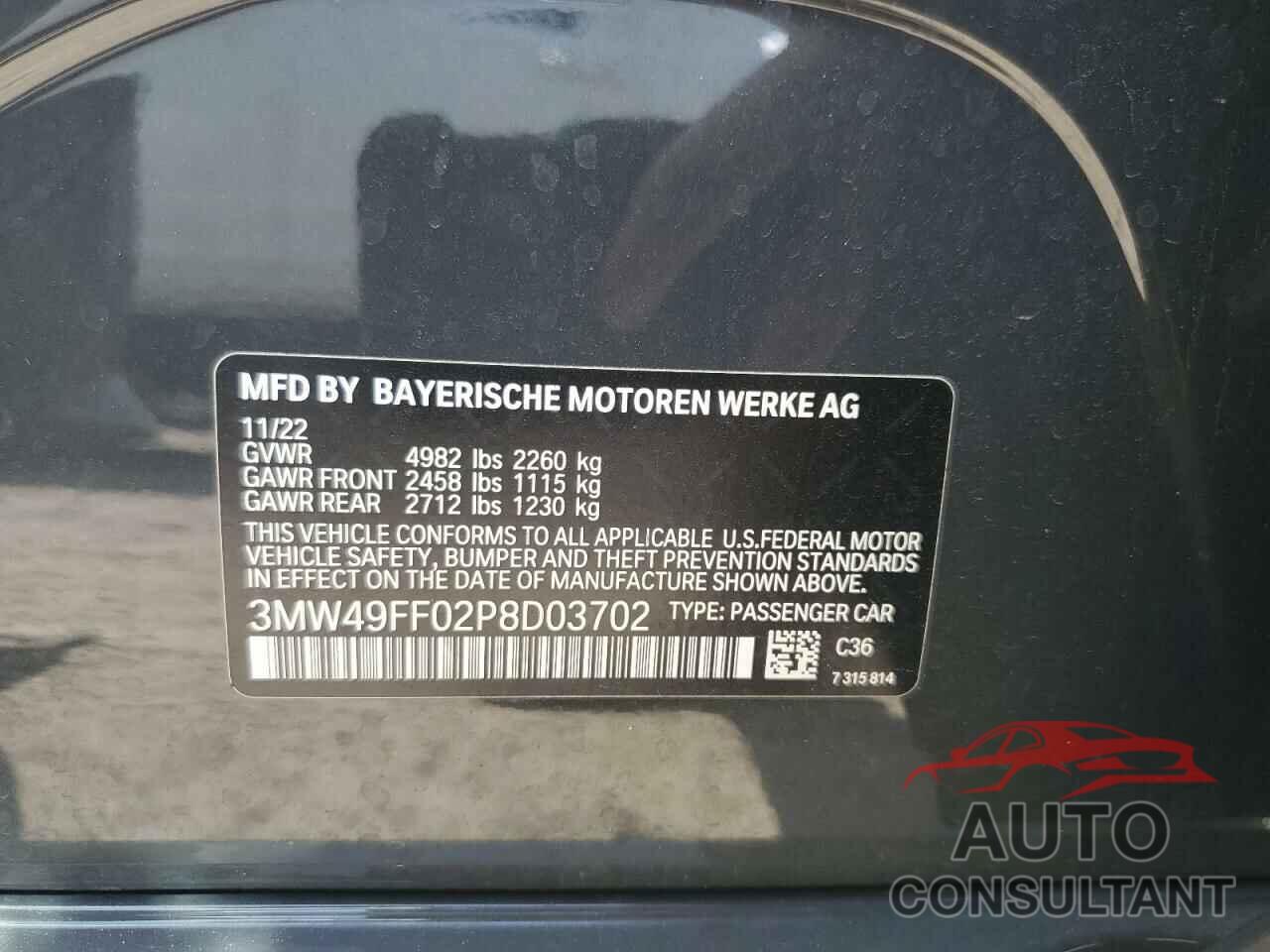 BMW M3 2023 - 3MW49FF02P8D03702