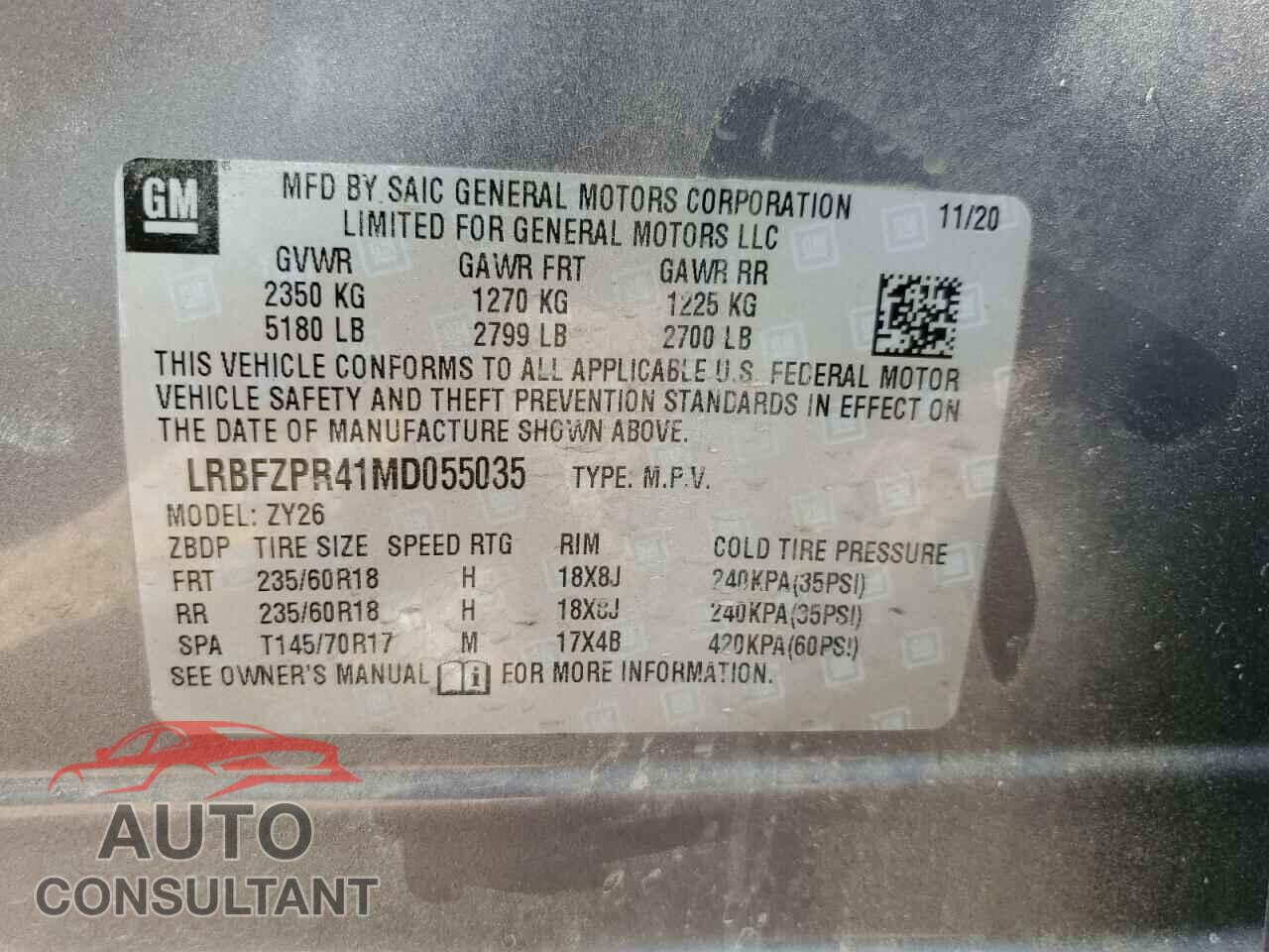 BUICK ENVISION 2021 - LRBFZPR41MD055035