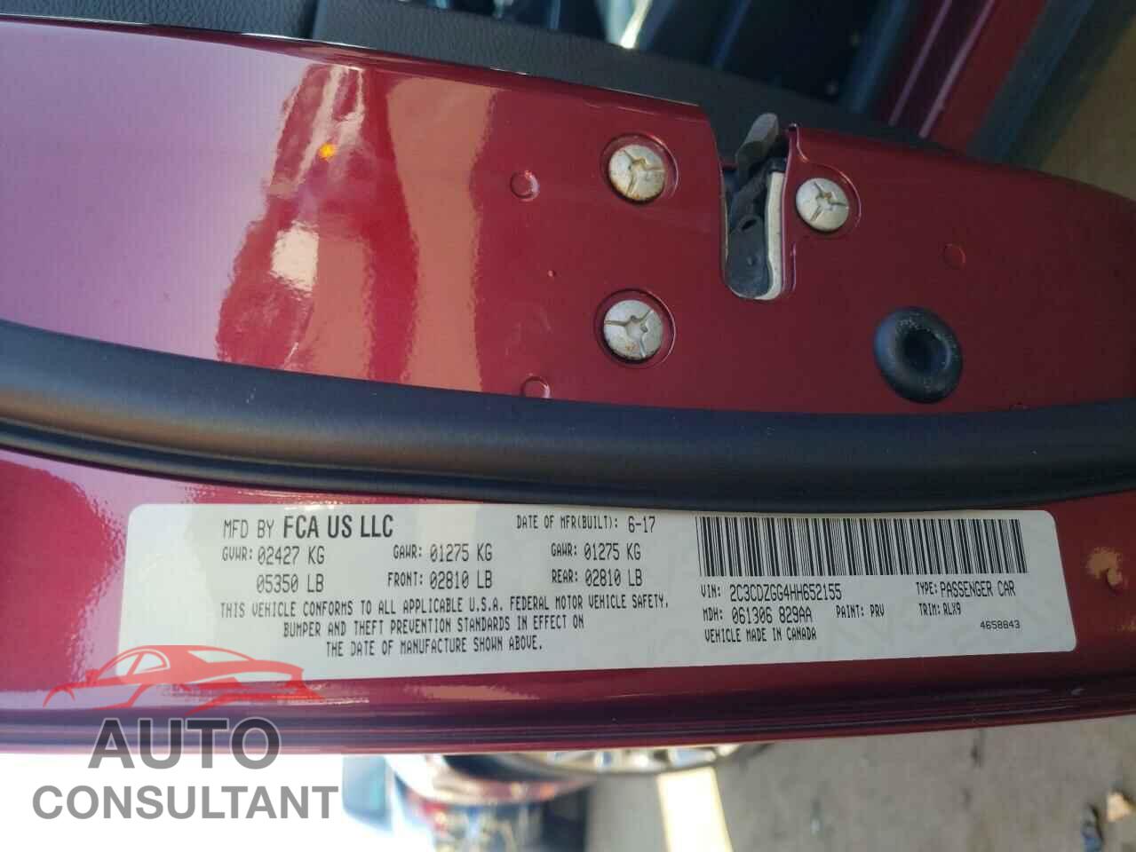DODGE CHALLENGER 2017 - 2C3CDZGG4HH652155