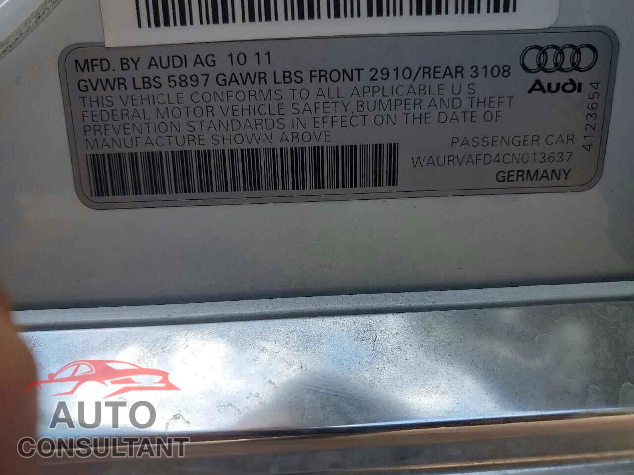 AUDI A8 2012 - WAURVAFD4CN013637