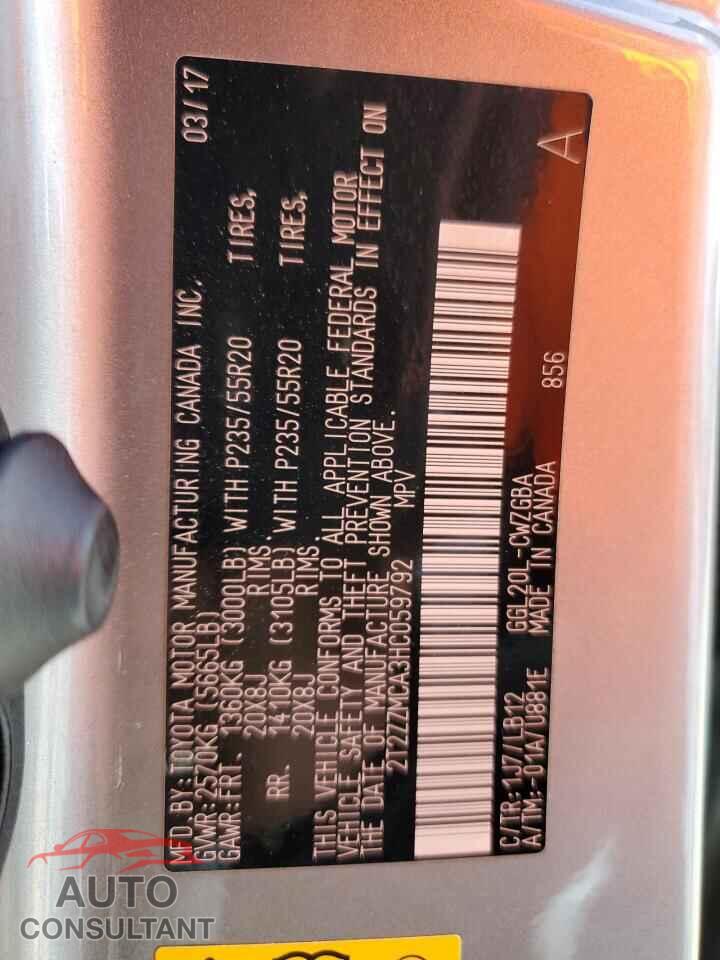 LEXUS RX350 2017 - 2T2ZZMCA3HC059792
