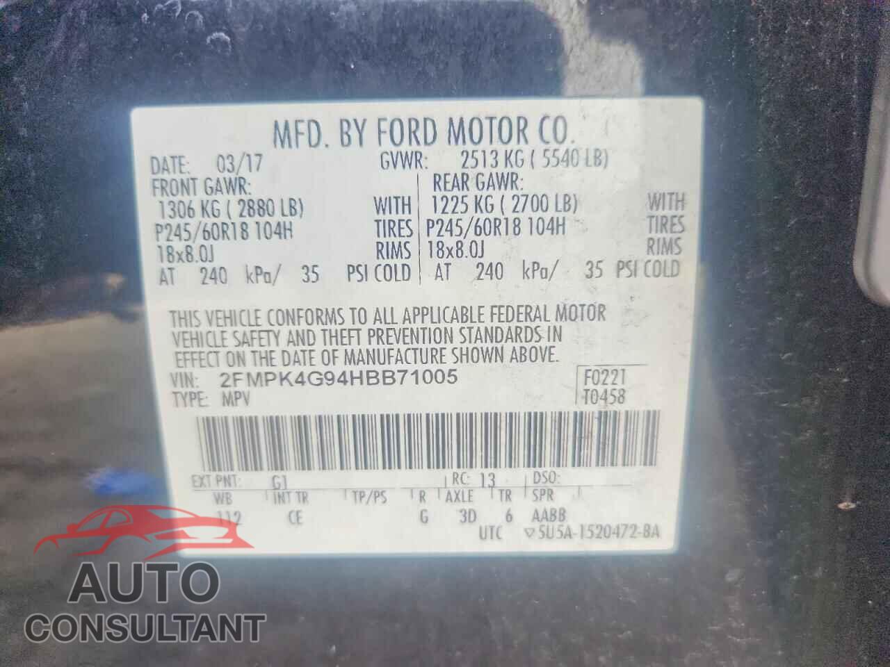 FORD EDGE 2017 - 2FMPK4G94HBB71005