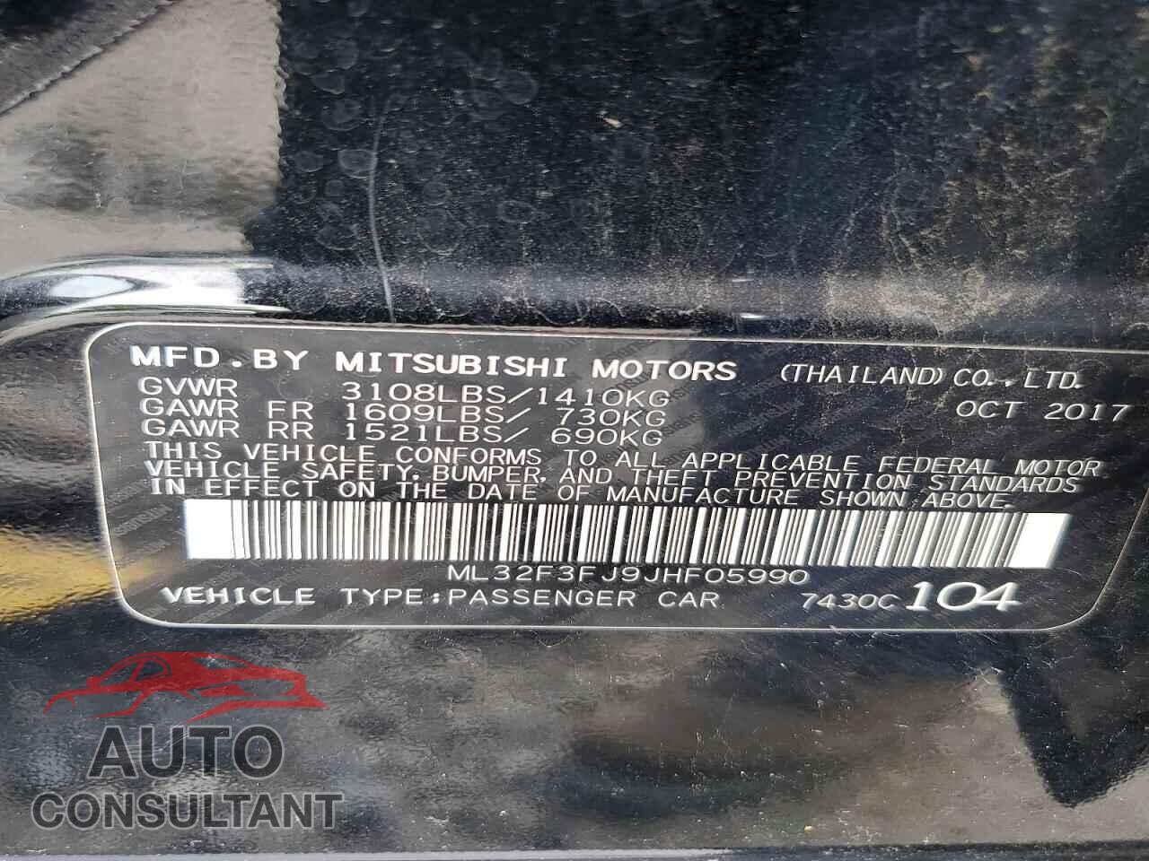 MITSUBISHI MIRAGE 2018 - ML32F3FJ9JHF05990