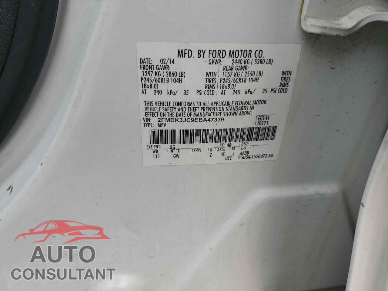 FORD EDGE 2014 - 2FMDK3JC9EBA47339