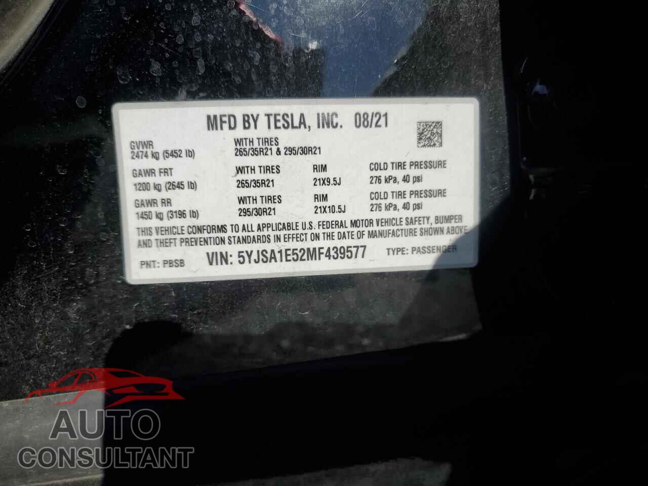 TESLA MODEL S 2021 - 5YJSA1E52MF439577
