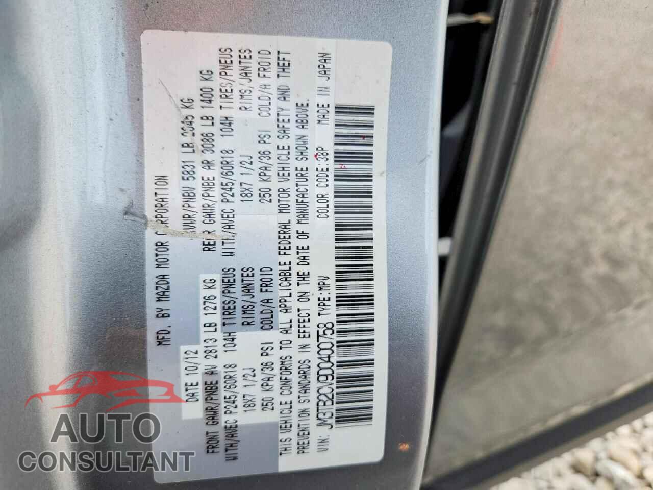 MAZDA CX-9 2013 - JM3TB2CV9D0400758