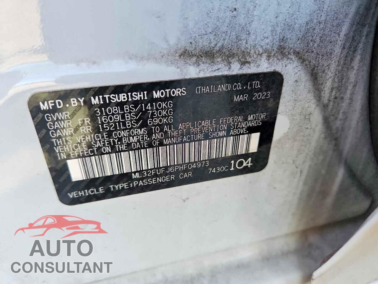 MITSUBISHI MIRAGE 2023 - ML32FUFJ6PHF04973