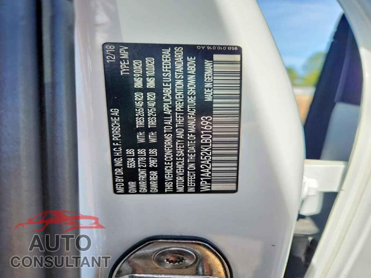 PORSCHE MACAN 2019 - WP1AA2A52KLB01693