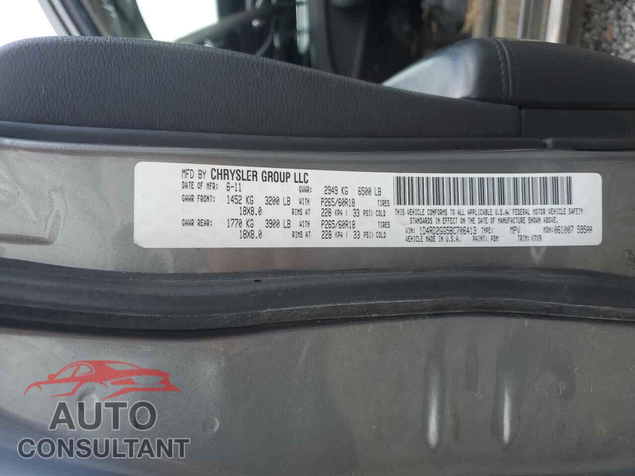 DODGE DURANGO 2011 - 1D4RD2GG5BC706413