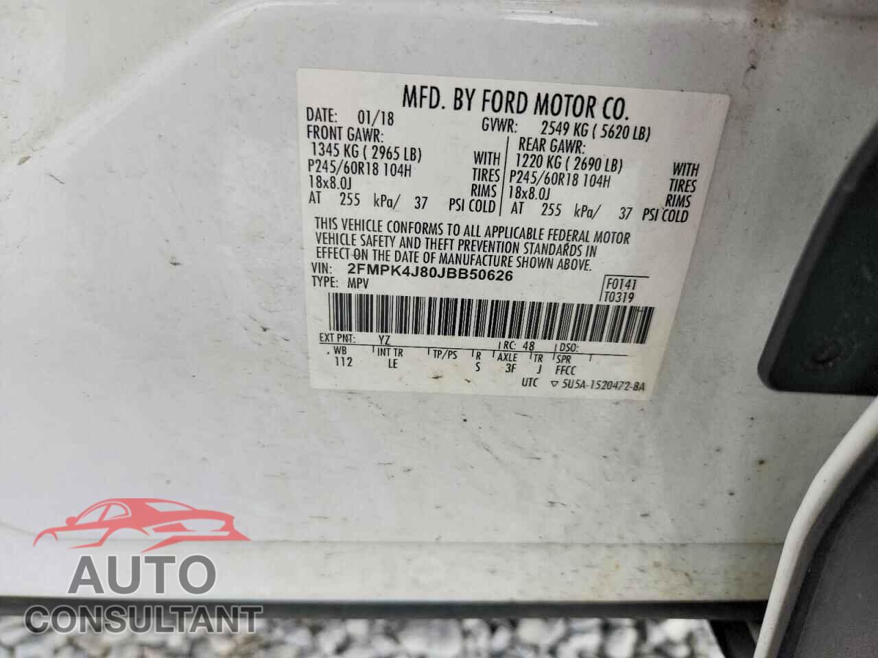 FORD EDGE 2018 - 2FMPK4J80JBB50626