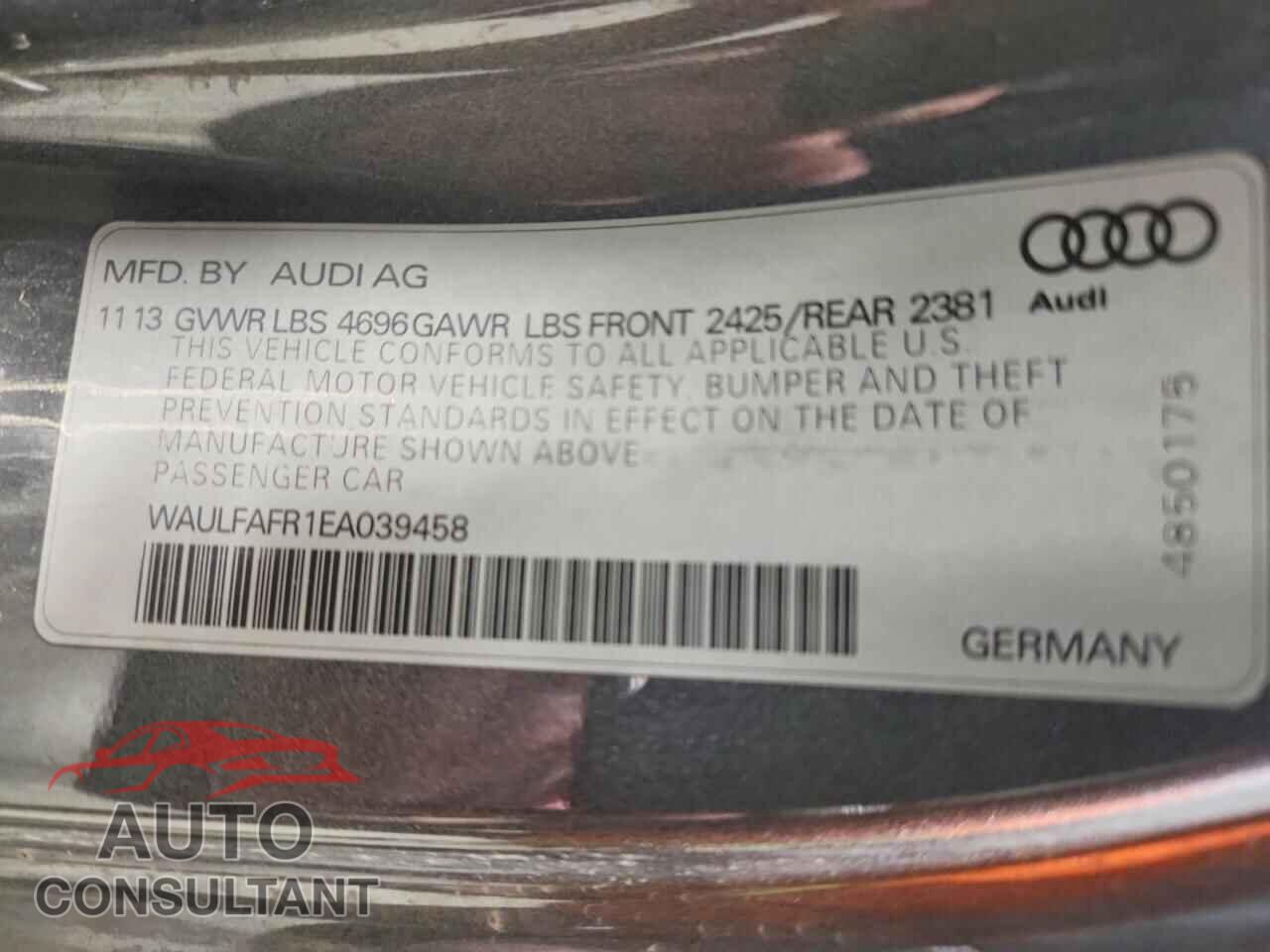 AUDI A5 2014 - WAULFAFR1EA039458