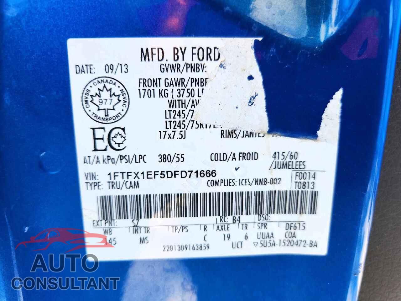 FORD F150 2013 - 1FTFX1EF5DFD71666