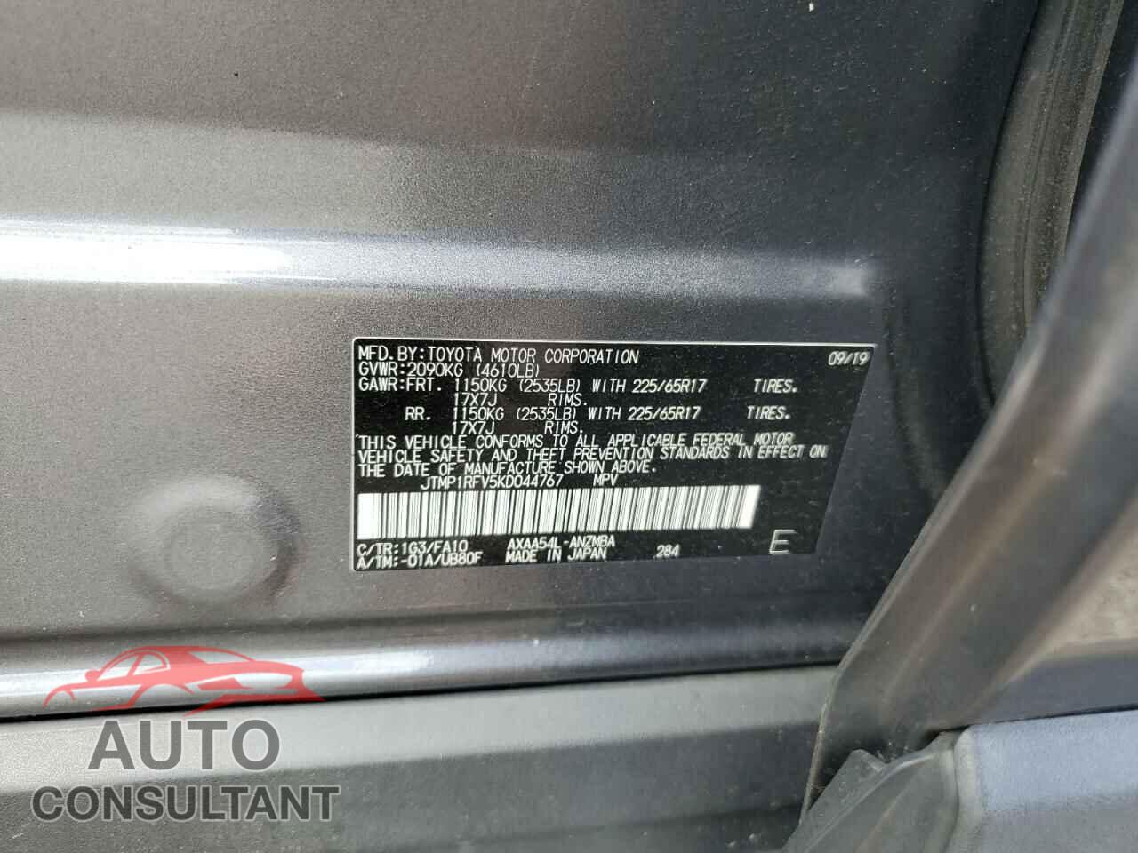 TOYOTA RAV4 2019 - JTMP1RFV5KD044767